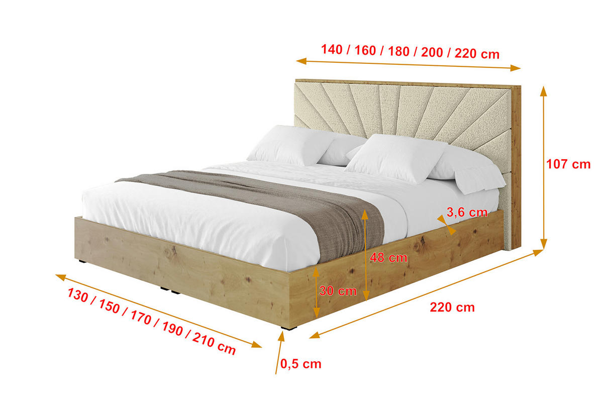 POLSTERBETT mit Bettkasten und Lattenrost, Bett mit Matratze H3/H4 - ENZO6 180x200 Beige - Taupe, Holzwerkstoff/Textil (180/200cm) - ALTDECOR