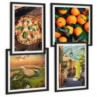 BILDER SET 4er Set - 50x50 cm & 40x60 cm Schwarzer Rahmen - Italienische Flüsse, Hügel, Straße - Schwarz, Kunststoff (50/50cm) - TULUP