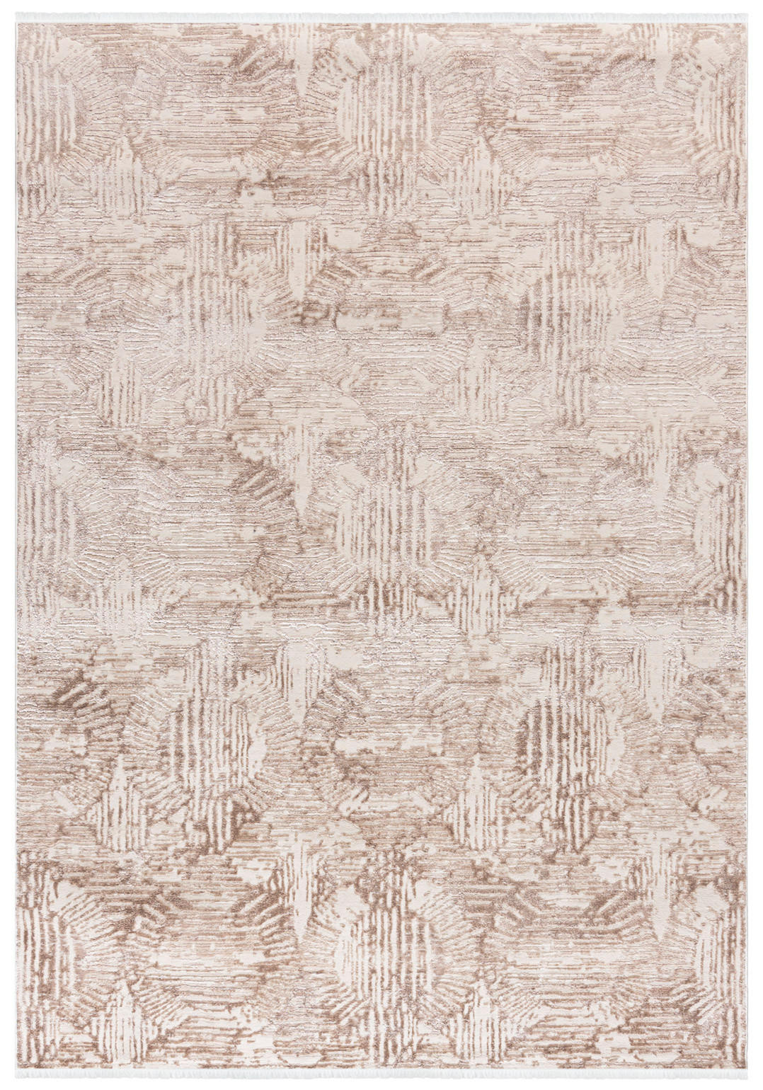 TEPPICH Beige Modern Geometrisch - Rechteckig mit Fransen, Abstrakt - 140 x 200 cm - Beige/Creme, Textil (140/200cm) - Mazovia