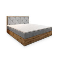 BOXBETT FOSCO 160x200 cm mit Matratze und Topper - Hellgrau - Hellgrau, Holz (160/200cm) - MASSENO