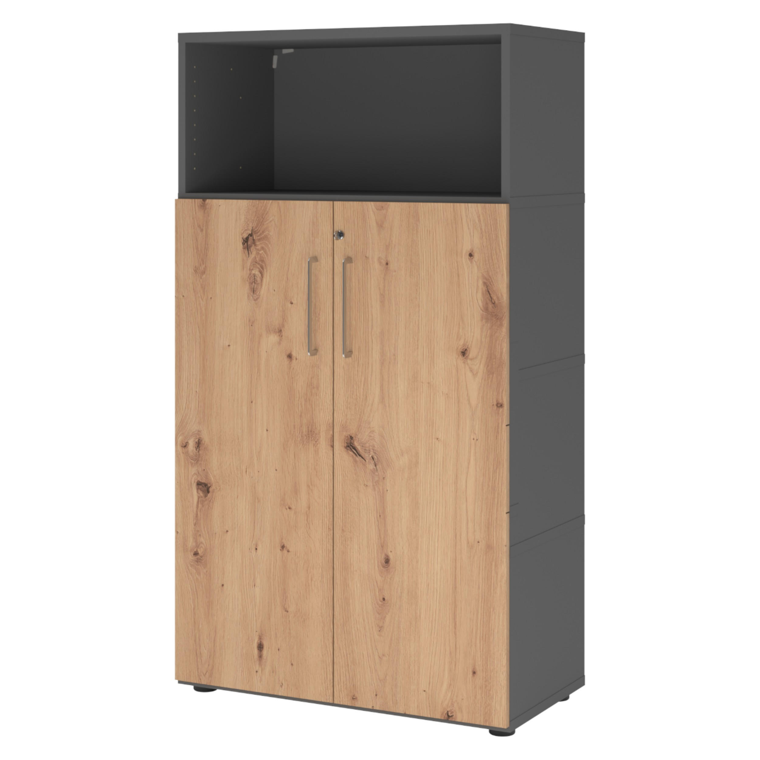 bümö Aktenschrank Graphit, Wildeiche 80x145.2x41.7 cm