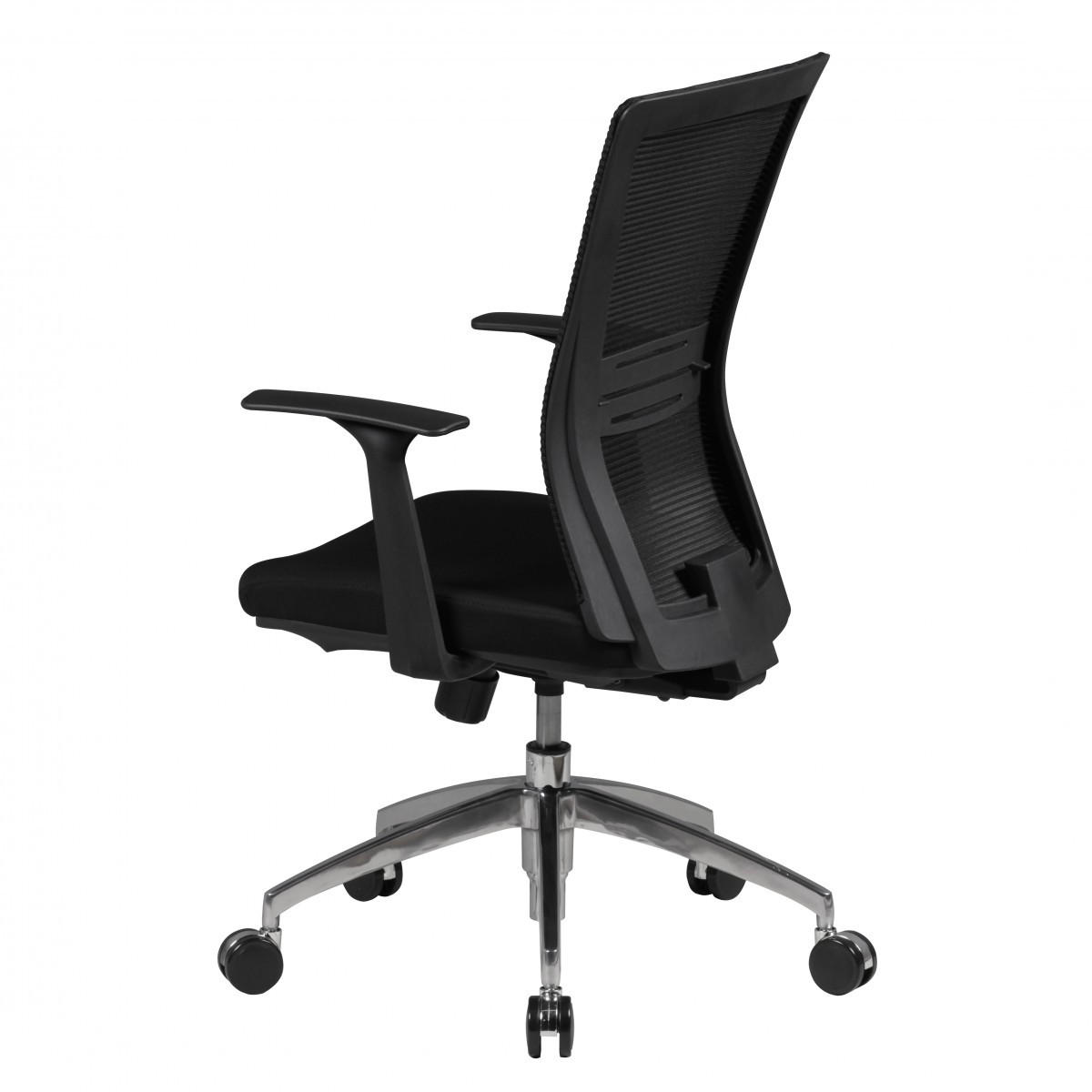 BÜROSTUHL Schwarz Netz drehbar mit verstellbarer Rückenlehne und Aluminiumfußkreuz bis 120 kg - Silberfarben/Schwarz, Textil (70/107/63cm) - KADIMA DESIGN