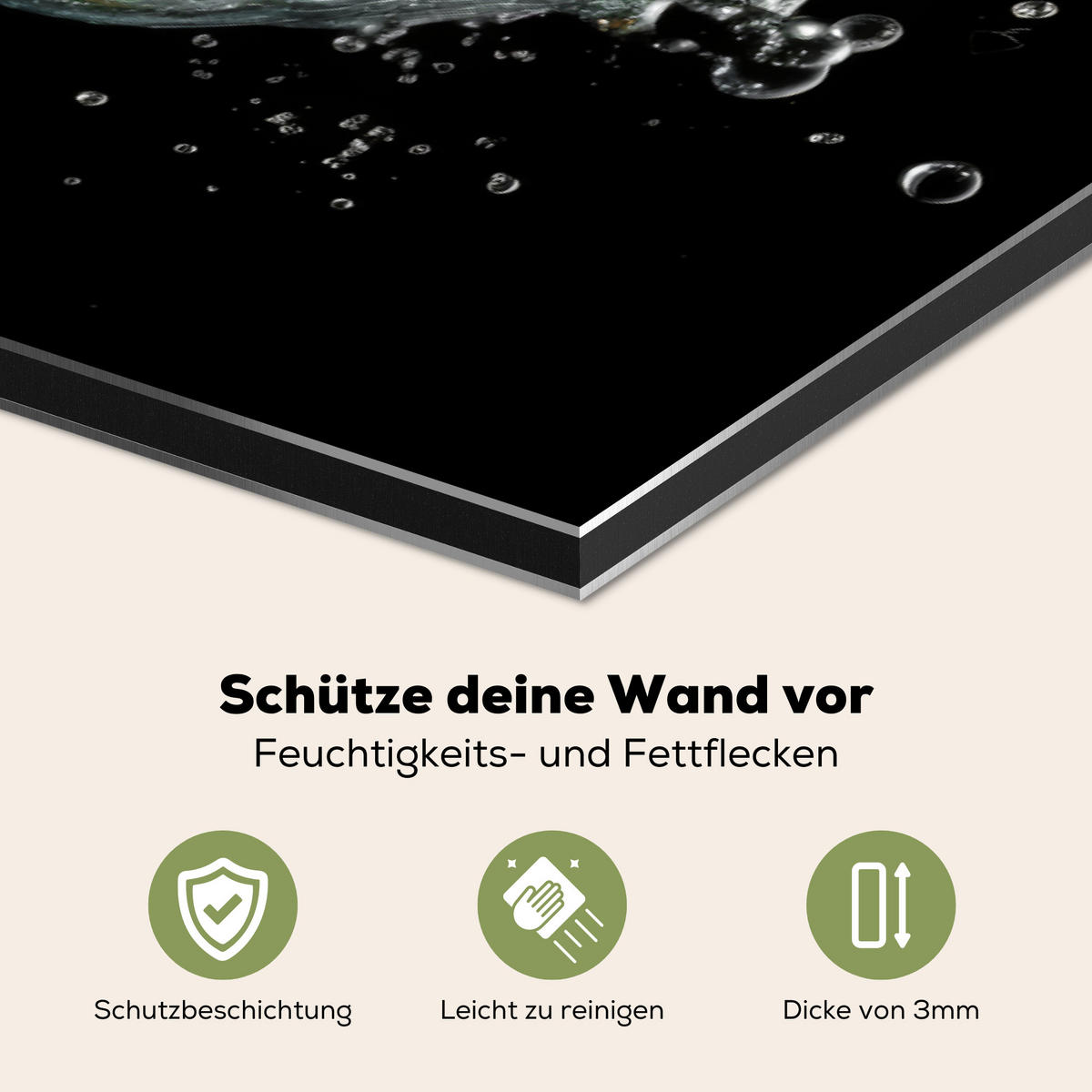 SPRITZSCHUTZ KÜCHE Zitrone - Obst - Gelb - Schwarz 90x60 cm - Gelb, Metall (90/0.3/60cm) - MuchoWow