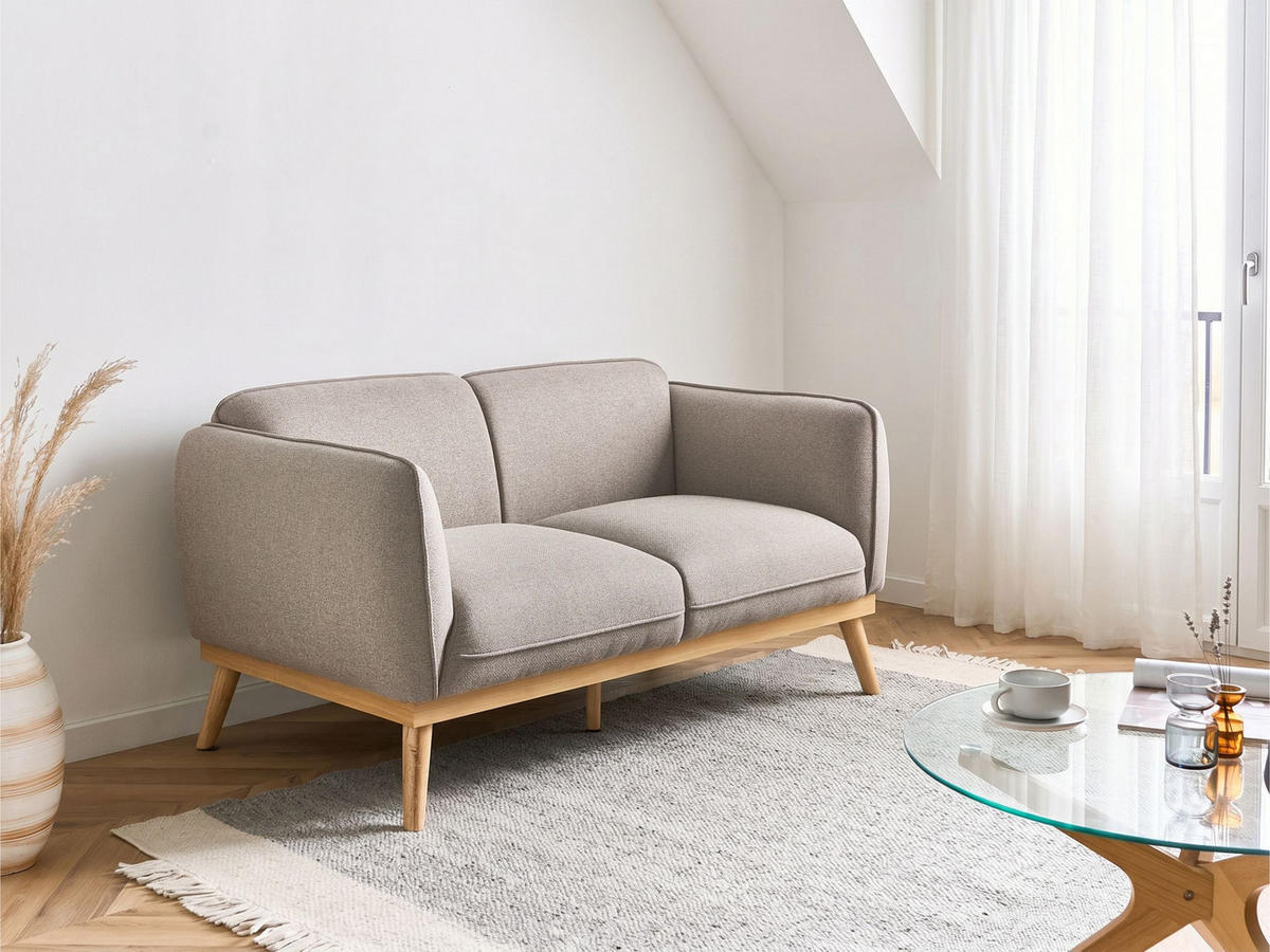 POHOVKA 2-místná Látka Světle hnědá Ljung - světle hnědá, textil (160/82/82cm) - Beliani