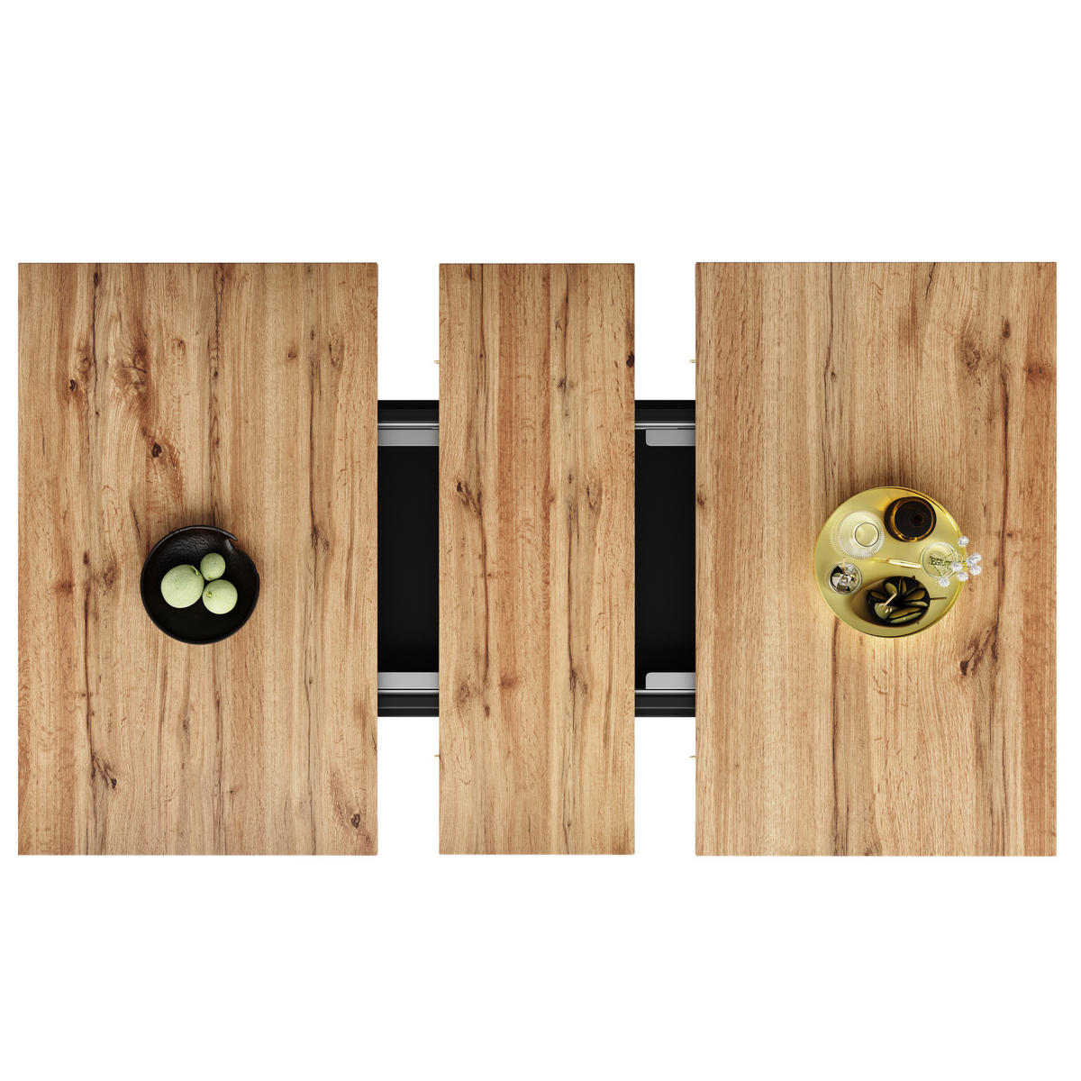 ESSTISCH aus MDF mit Regenbogenglas & Ablage, ausziehbar 110-140/80/76 cm, Schwarz - Schwarz, Holzwerkstoff (140/80/76cm) - Redom
