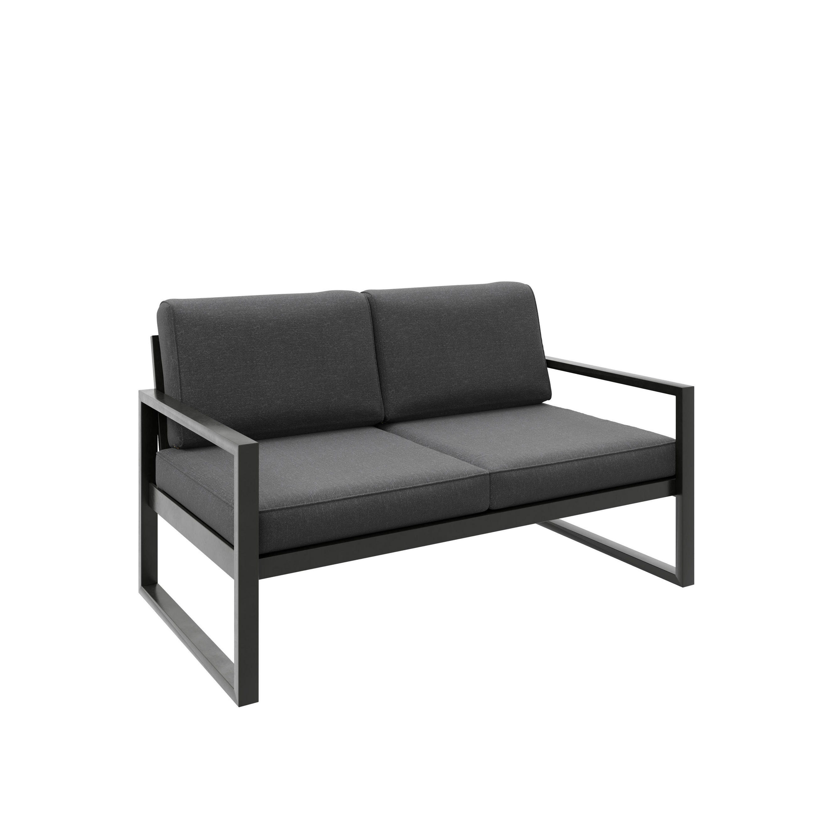 GARTENSOFA 2 Sitzer Madera 146x80cm, schwarz, dunkelgrau - Dunkelgrau/Schwarz, Kunststoff/Metall (146/86/80cm) - Margaret Hadas24