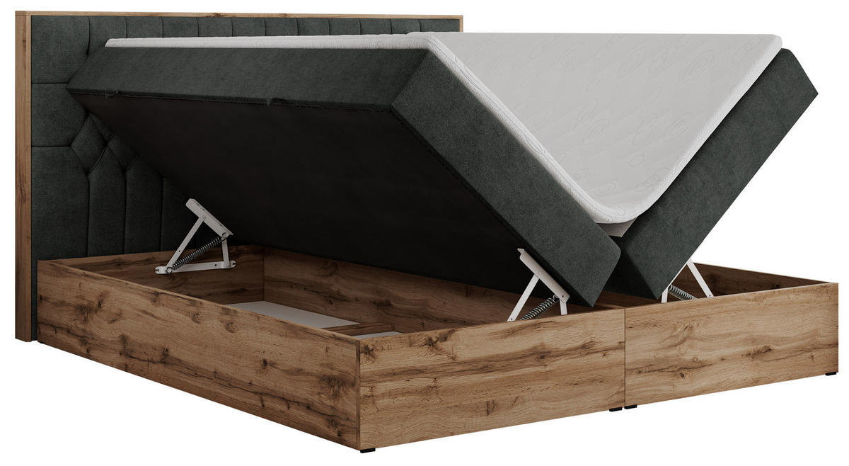 BOXBETT AMORE 140/200 Dunkelgrau Struktur - H3 - Dunkelgrau, Holz/Textil (140/200cm) - MKS