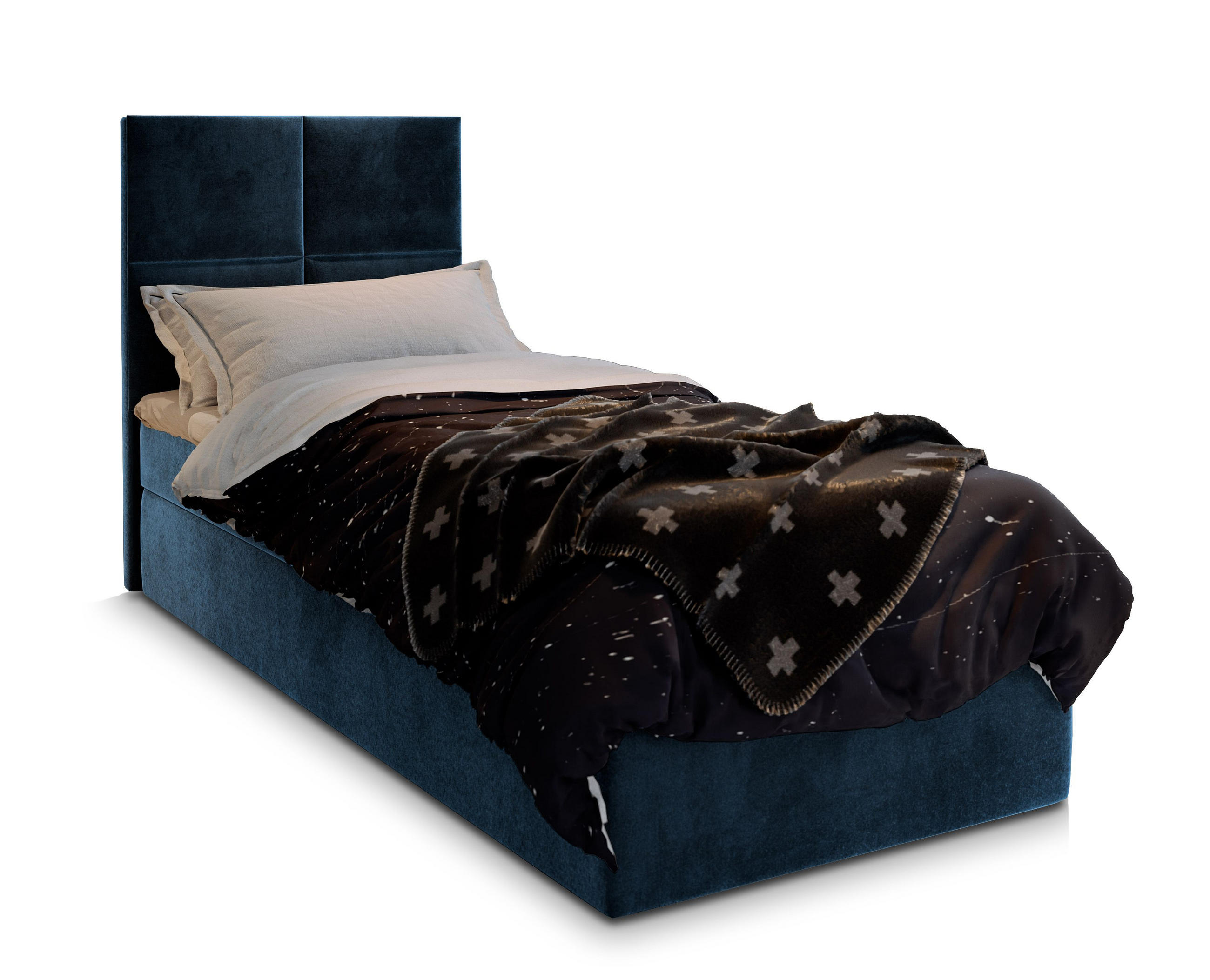 BOXBETT LENA 90 90x200 cm mit Matratze und Topper - Blau - Blau, Holz (90/200cm) - MASSENO