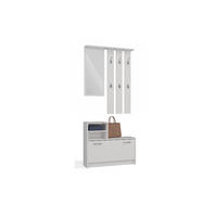 GARDEROBE set de mobilier pentru hol cu oglindă, alb, 85/180/24 - alb, compozit lemnos (85/180/24cm) - RAUMHIRSCH FURNITURE