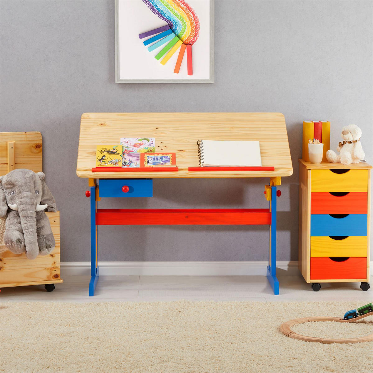 KINDERSCHREIBTISCH FLEXI - Multicolor, Holz (109/75/55cm) - IDIMEX