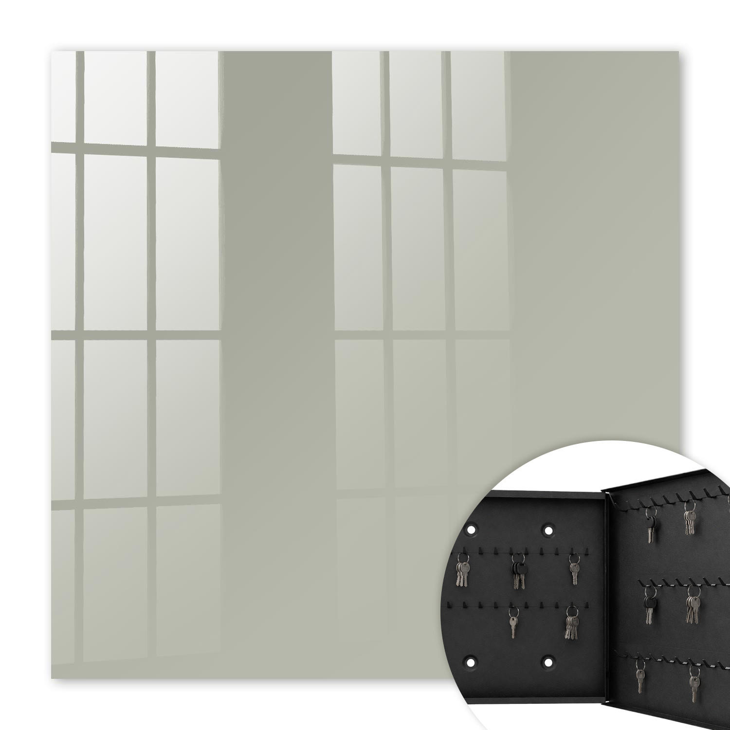 SCHLÜSSELBOX Schwarz 30x30 cm- Türöffnung nach rechts - Neutralgrau - Grau, Metall (30/30/5cm) - TULUP