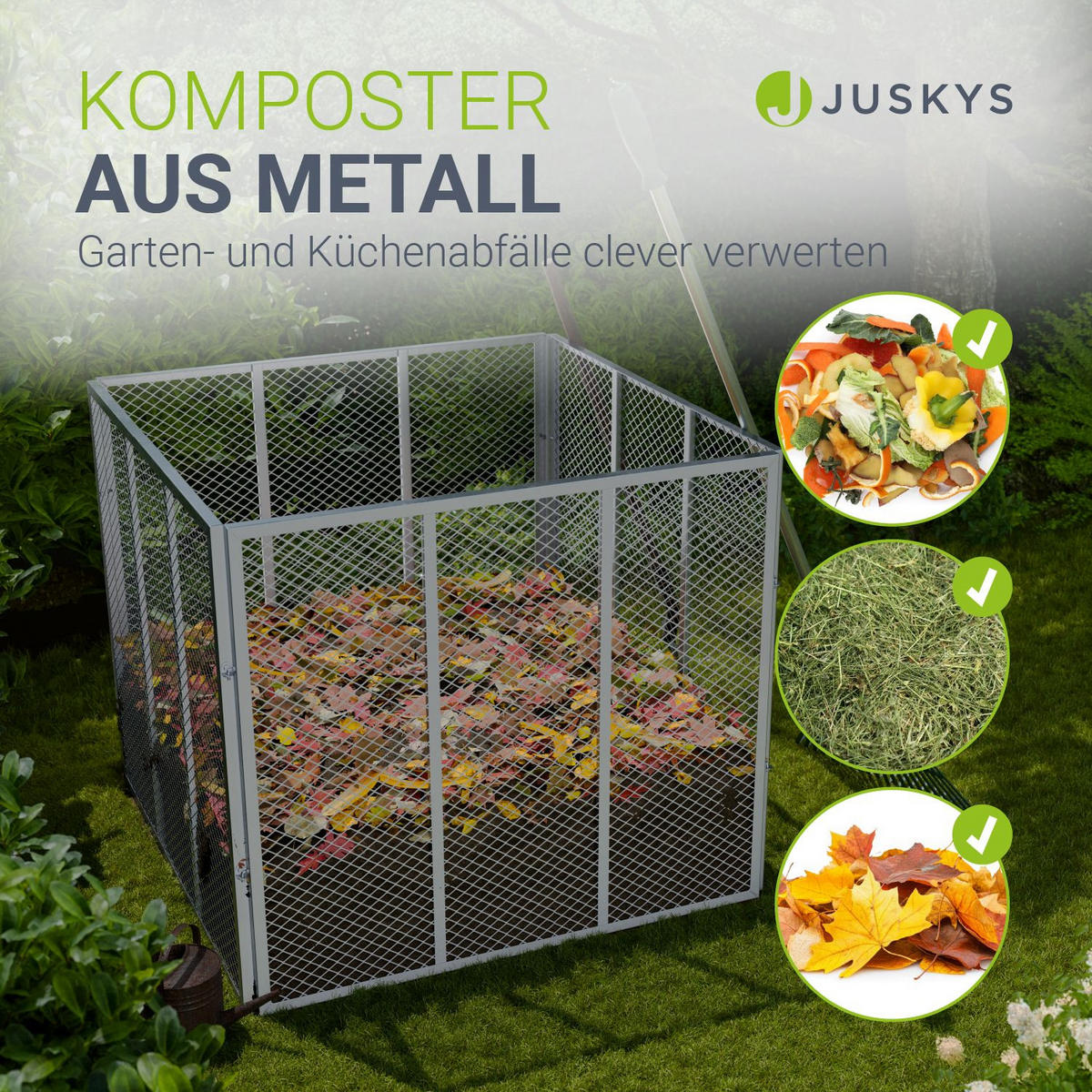 KOMPOSTER Metall silber 800L - Silberfarben, Metall (100/80/100cm) - Juskys