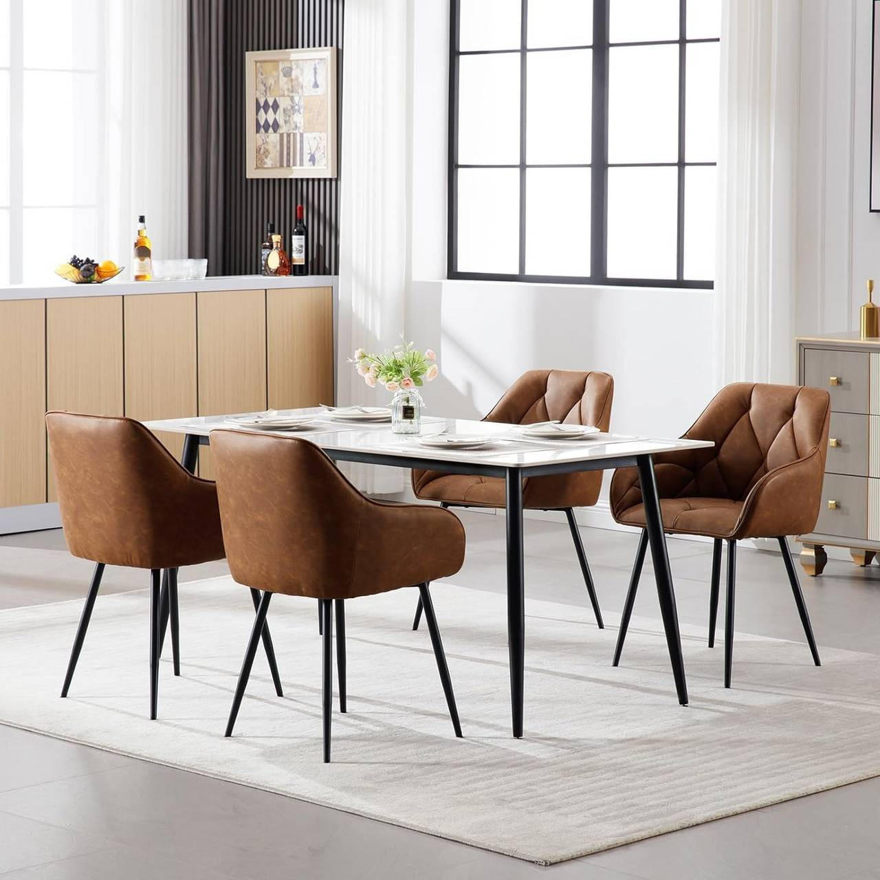 Thumbnail - Woltu Armlehnstuhl, Braun, Kunststoff, konisch, 56x83.5x53 cm, Esszimmer, Stühle, Esszimmerstühle, Armlehnenstühle