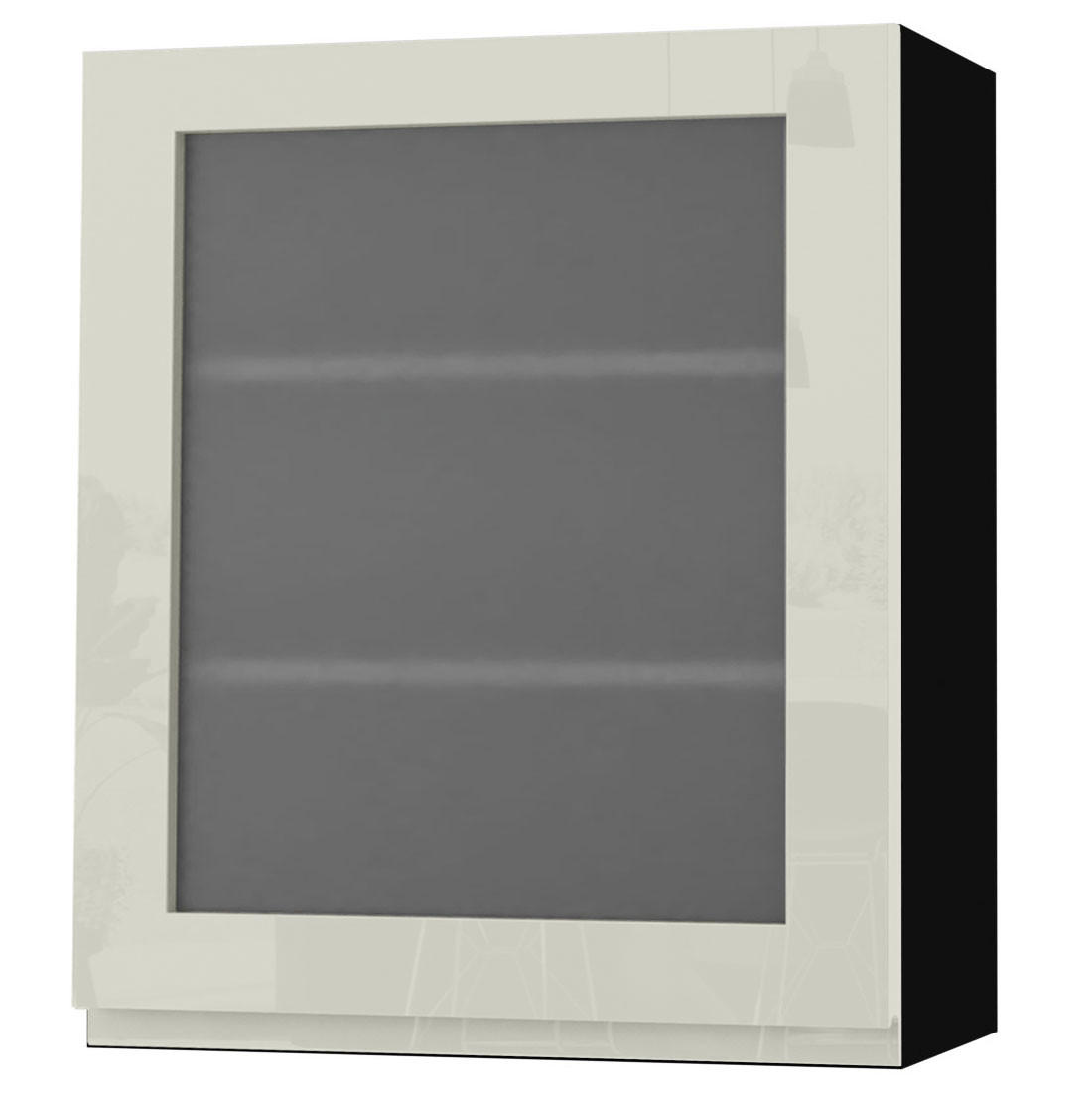 HÄNGESCHRANK Florence W2S/60 Schwarz / RAL 1013 perlweiß HG 60 / 32,5 / 72cm - Türanschlag links - Weiß Hochglanz/Schwarz, Holz/Holzwerkstoff (60/72/32.5cm) - Feldmann-Wohnen
