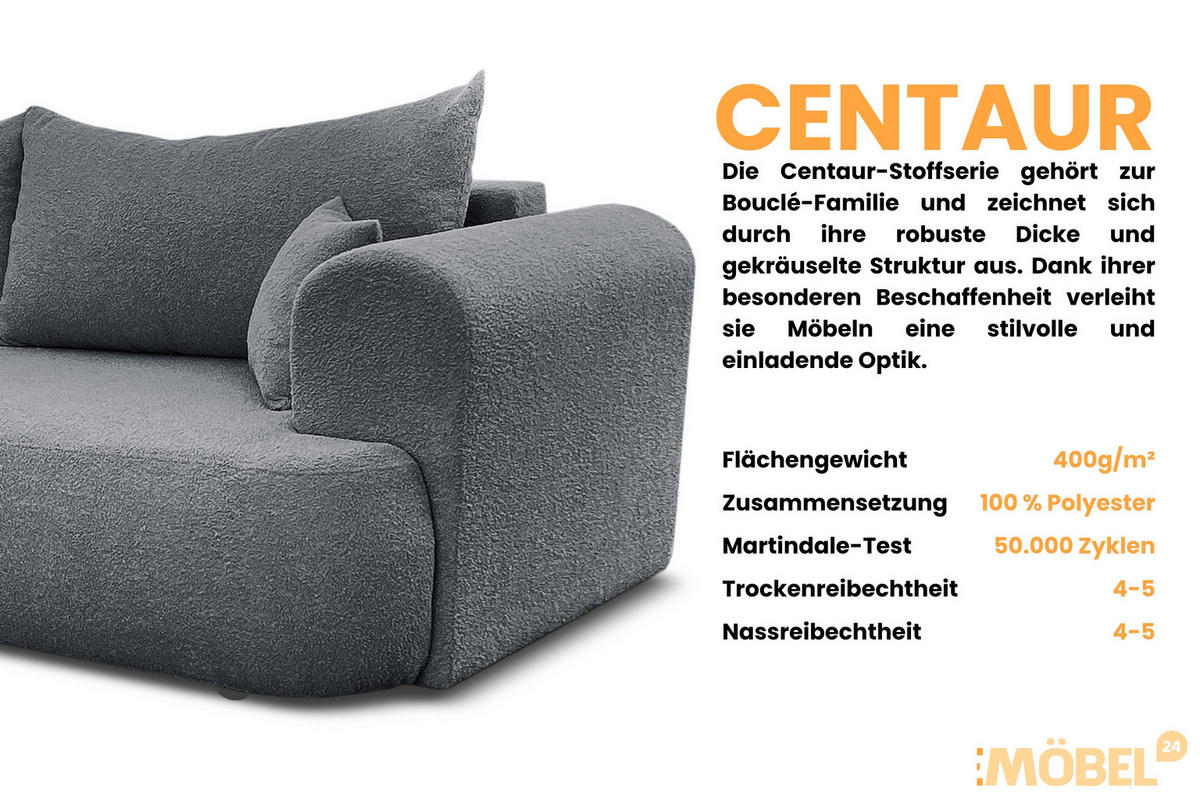 SCHLAFSOFA BRAVO 247/90 in Bouclé Dunkelgrau - Dunkelgrau, Holz/Holzwerkstoff (247/69/90cm) - Deine Möbel 24