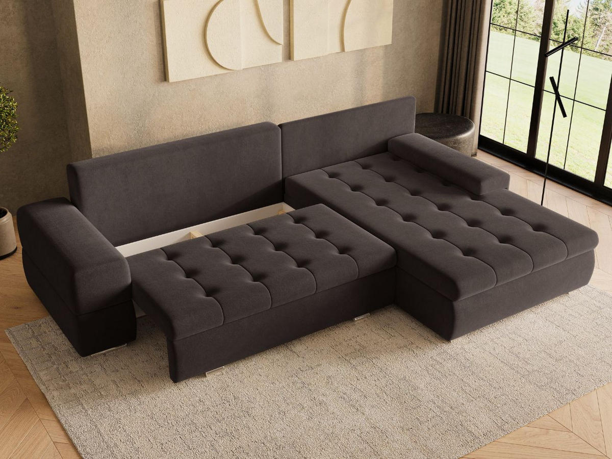 ECKSOFA Sonia Braun - Silberfarben/Braun, Holz/Textil (310/210cm) - Graingold