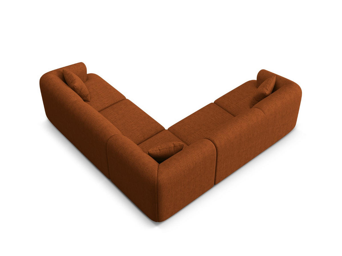 SYMMETRISCHES-MODULARES-ECKSOFA Campi aus strukturiertem Stoff ziegelrot 6 Sitzplätze - Orange, Textil (255/255cm) - Cosmopolitan Design