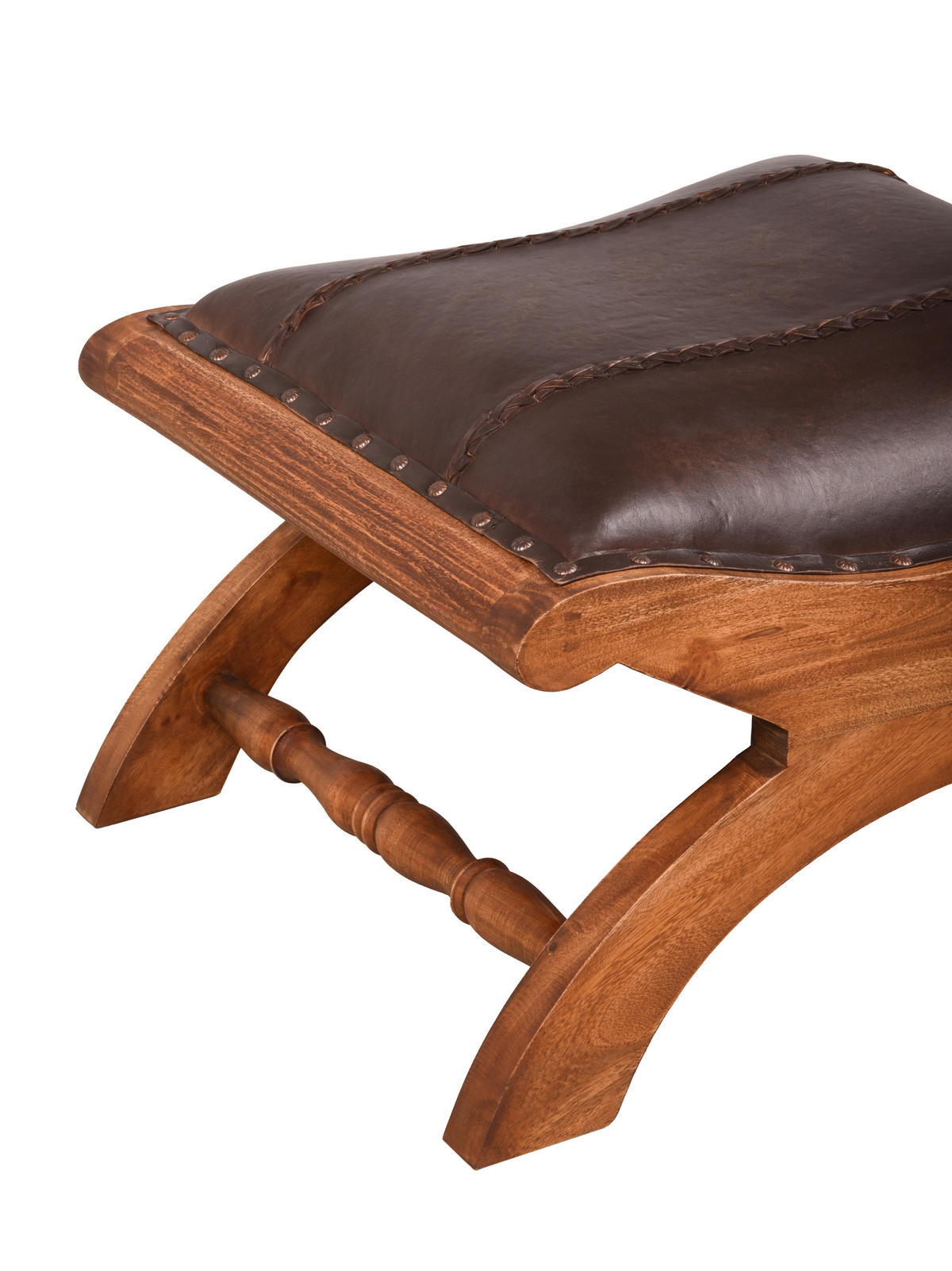 LEDERSESSEL Mara Hocker Mahagoni Braun 93x93x60cm - Braun, Holz (93/93/60cm) - DELUKE
