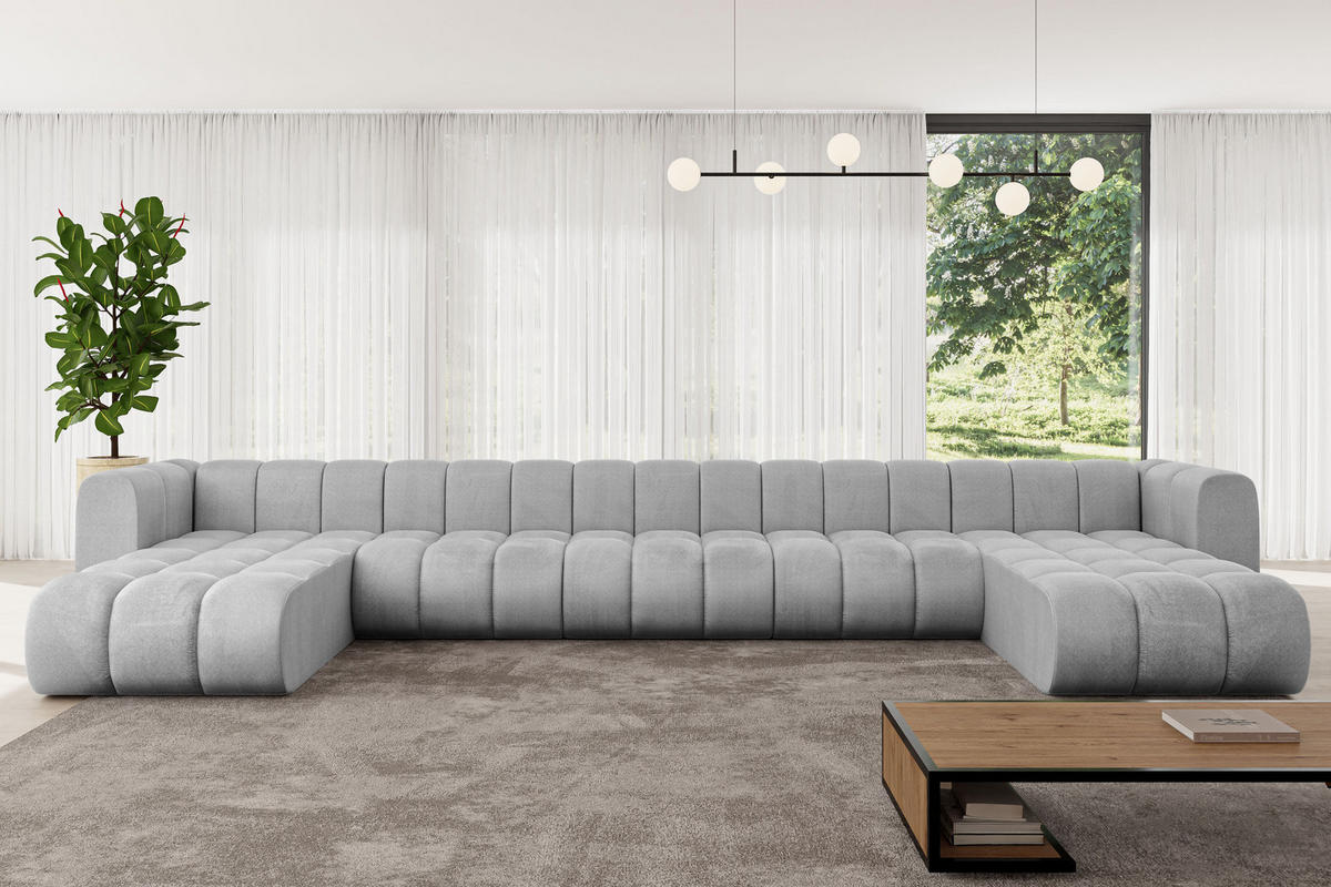 WOHNLANDSCHAFT modulares Sofa Joren-U3 - 501x177x70 cm Grau - Hellgrau, Holzwerkstoff/Textil (501/70/177cm) - ALTDECOR