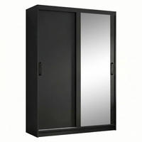 SCHWEBETÜRENSCHRANK Hela 120/205/60 2-türig schwarz mit Spiegel - Schwarz, Holzwerkstoff (120/205/60cm) - Beautysofa