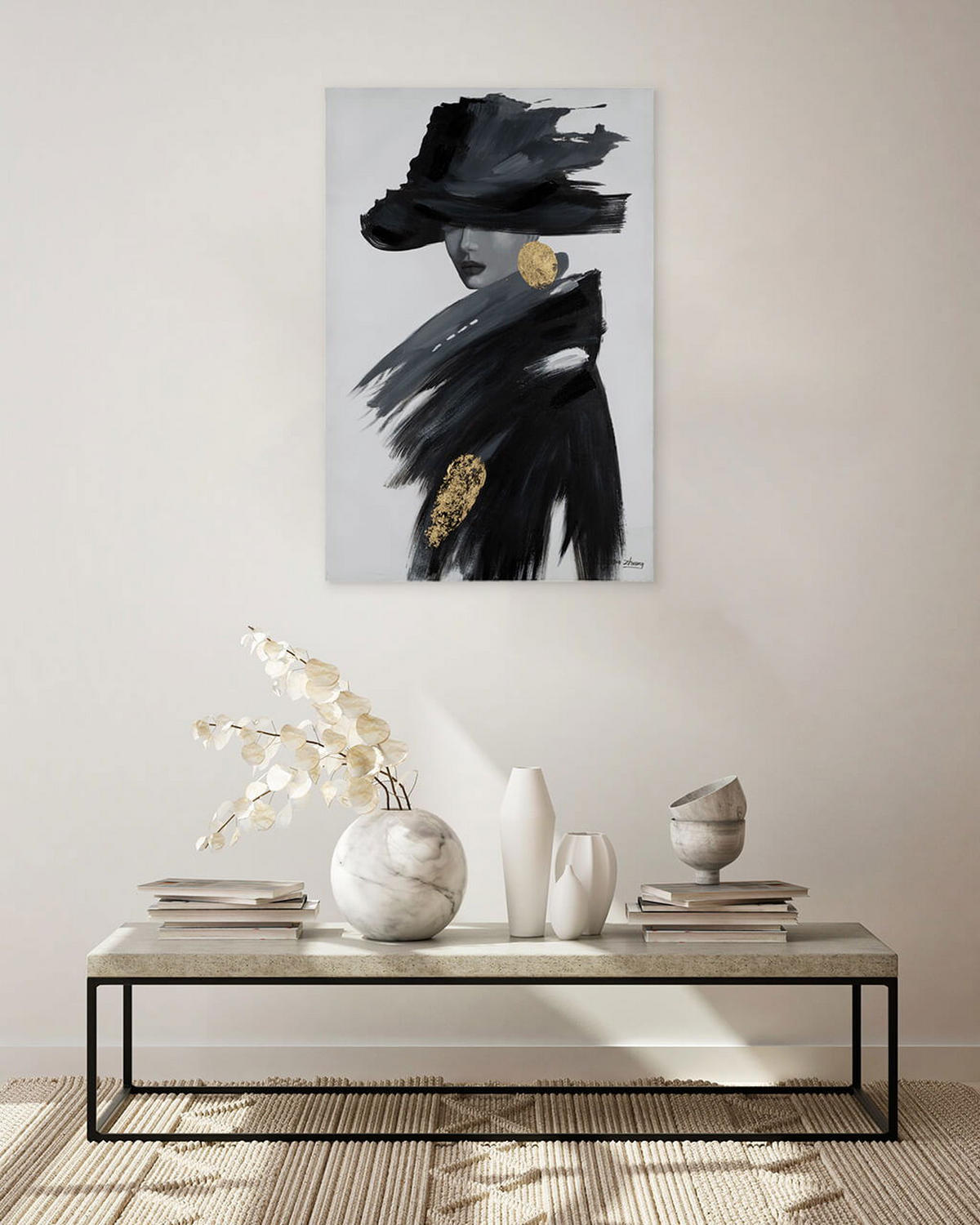 ACRYLBILD HANDGEMALT 60/90 cm - Schwarz, Holz/Textil (60/90cm) - KUNSTLOFT