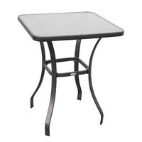 GARTENTISCH 68,5/68,5/84 cm mit gehärteter Glasplatte und pflegeleichtem Metallgestell, Schwarz - Naturfarben, Metall (68.5/68.5/84cm) - Redom