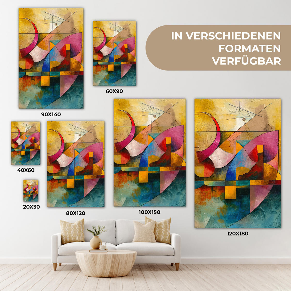 LEINWANDBILD Kunst - Abstrakt - Modern 60x90 cm - Gelb, Textil (60/90cm) - MuchoWow