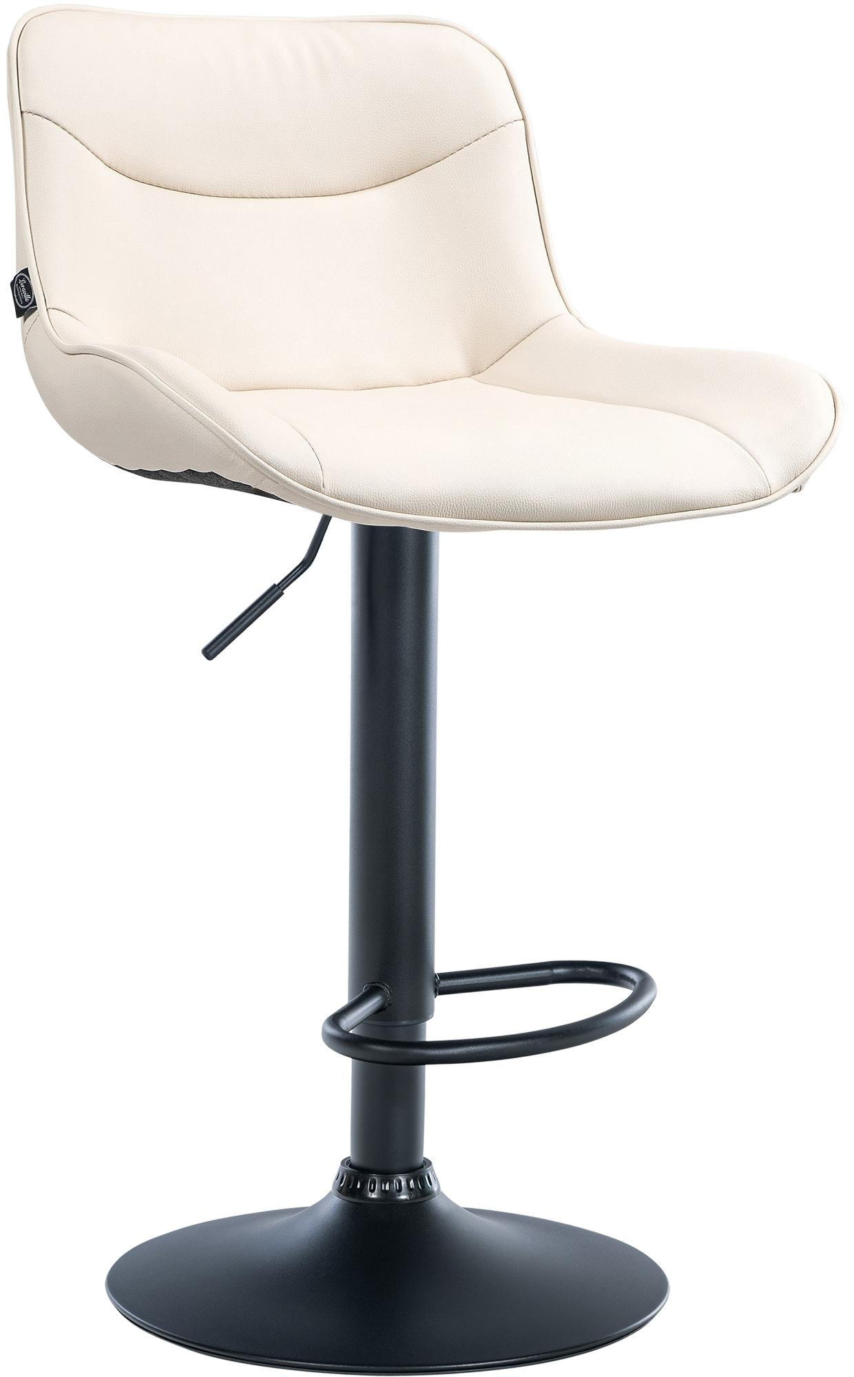 BARHOCKER TAMPA Creme Kunstleder Schwarz - Creme, Leder/Metall (49/85/51cm) - DELUKE