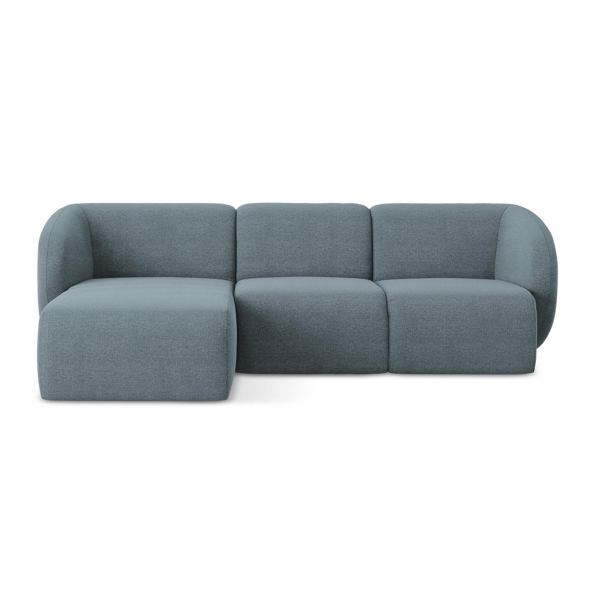ECKSOFA Links Bouclé Stoff Blau - Blaugrau/Schwarz, Holzwerkstoff/Kunststoff (248/166cm) - LaMiaSofa