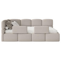 JUGENDBETT Cloudy links mit Matratze und Rausfallschutz Bouclé Greige - Taupe, Kunststoff/Textil (90/200cm) - Selsey