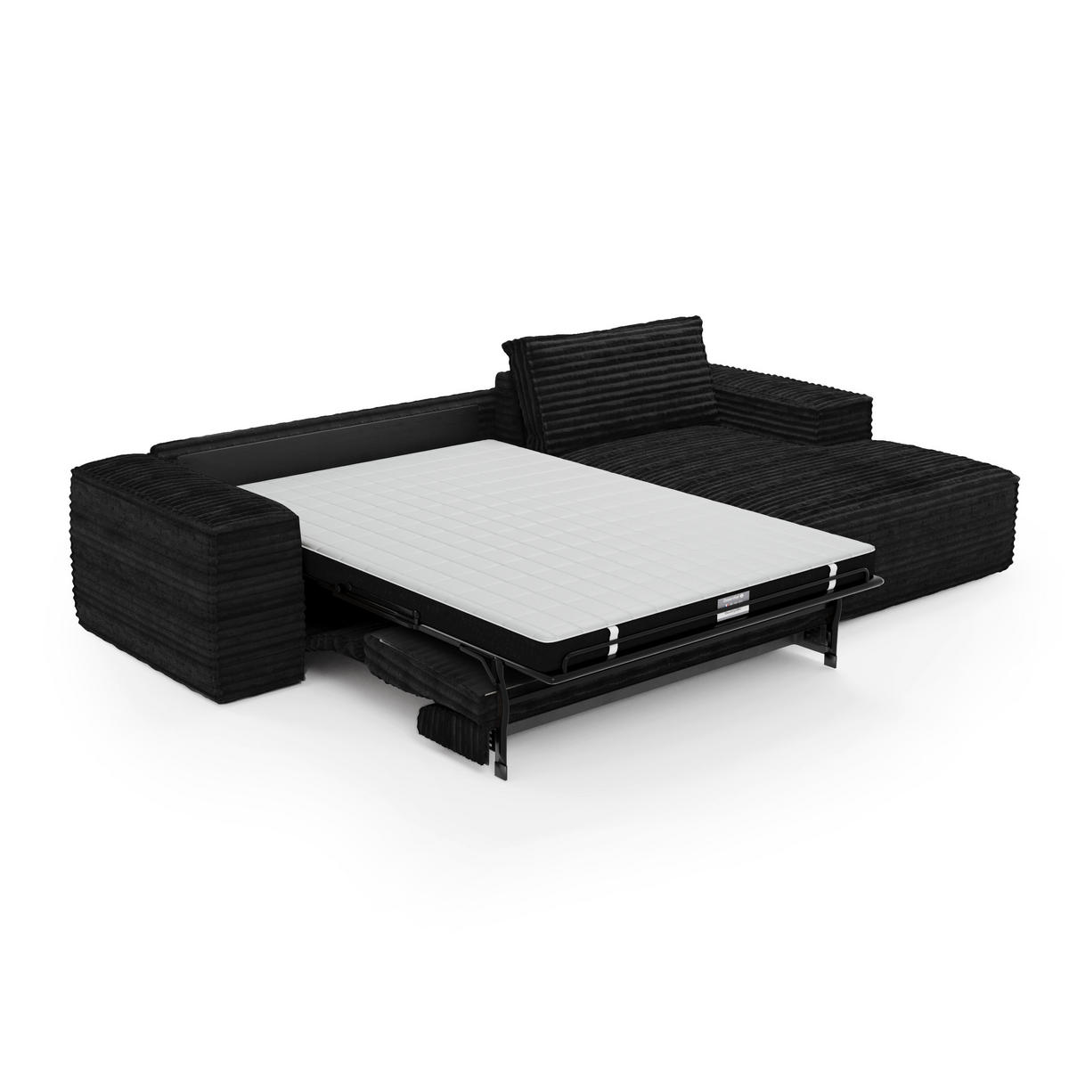 ECKSOFA RECHTS Gerippter Samt Dunkles Anthrazit 302cm - Anthrazit, Textil (302/165cm) - Sia Home
