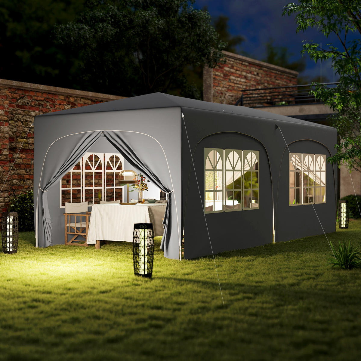 PAVILLON DE-13993 Pop-up 3/6 m, höhenverstellbar, UPF50+ Hellgrau - Grau, Textil (300/270/597cm) - ComfortXL