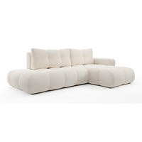 ECKSOFA L Form Hosio Beige 286/177/88 cm Rechts mit Schlaffunktion - Beige/Schwarz, Kunststoff/Textil (286/177cm) - AX Living