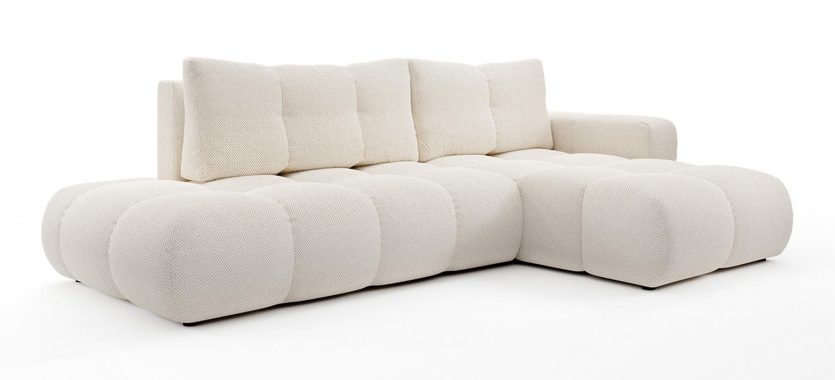 ECKSOFA L Form Hosio Beige 286/177/88 cm Rechts mit Schlaffunktion - Beige/Schwarz, Kunststoff/Textil (286/177cm) - AX Living
