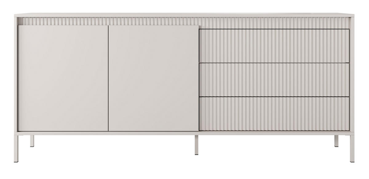 KOMMODE Beige mit Schubladen Santori, 187 cm, 2 Türen - Beige, Holz (187/81/40cm) - Emporius