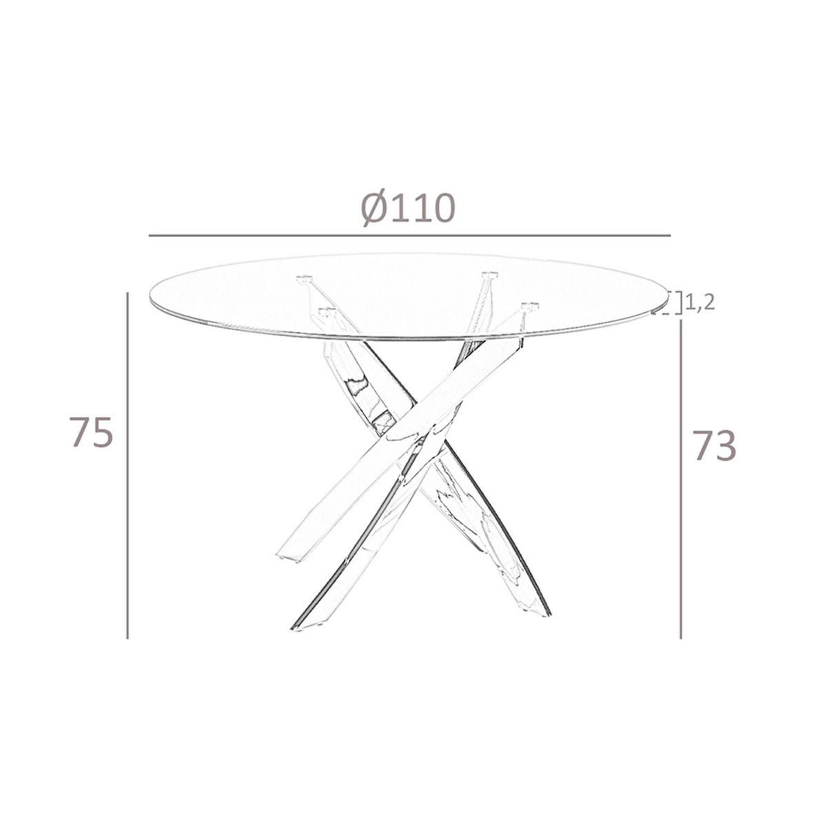 ESSTISCH Runder Esstisch aus gehärtetem Glas und rosa Stahl Ø110/75 cm - Pink/Hellrosa, Glas/Metall (110/110/75cm) - ANGEL CERDA