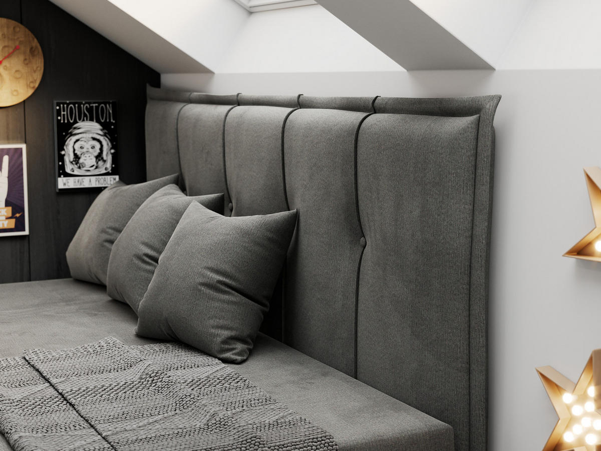 BOXBETT BANCO 90/200 Dunkelgrau Velvet hydrophob - H3 - Dunkelgrau, Holz/Textil (90/200cm) - MKS