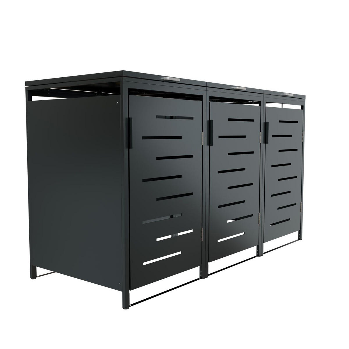 MÜLLTONNENBOX Arel 3er-Set - Anthrazit, Metall (204/120/80cm) - Juskys