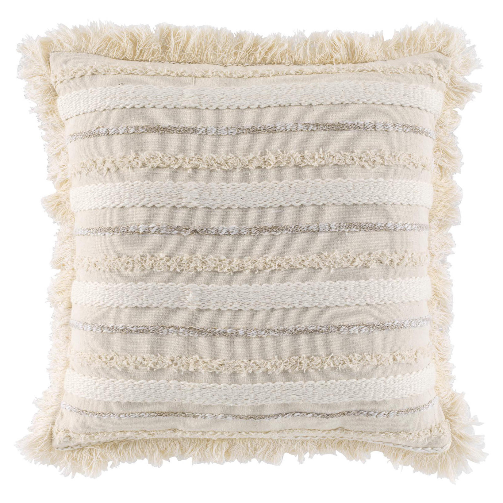 DEKOKISSEN mit Fransen Atlas Natural 40/40/15 cm - Beige, Naturmaterialen (40/40cm) - Douceur d´intérieur