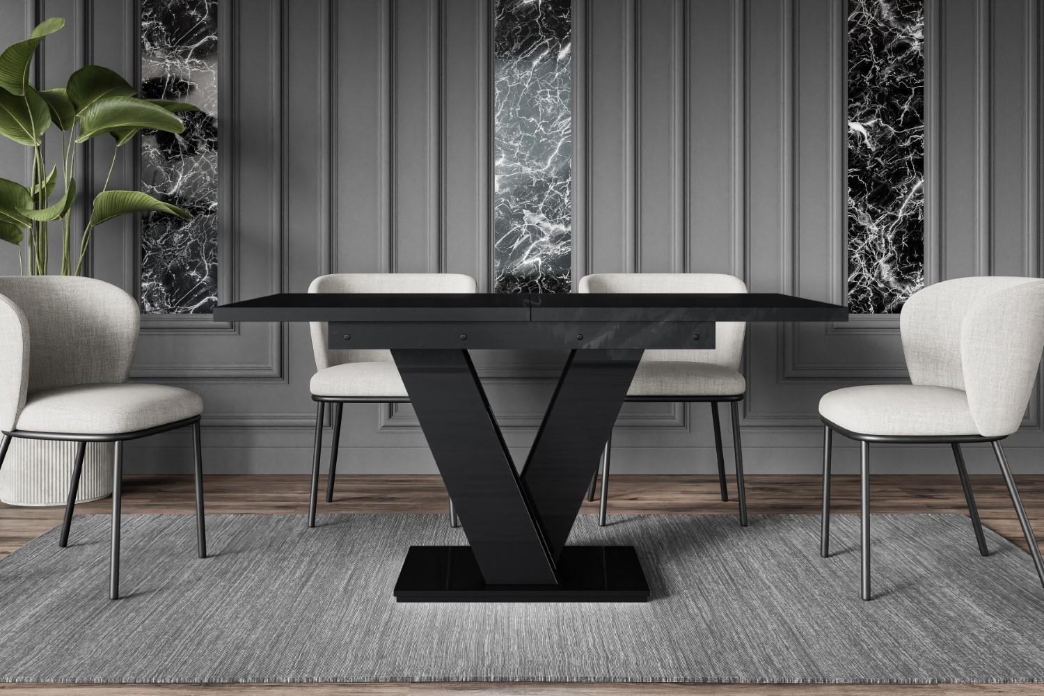 ESSTISCH ausziehbar 120 -160x80x75 cm - Hochglanz Schwarz - ASIV - Schwarz Hochglanz, Holzwerkstoff (120/80/75cm) - ALTDECOR