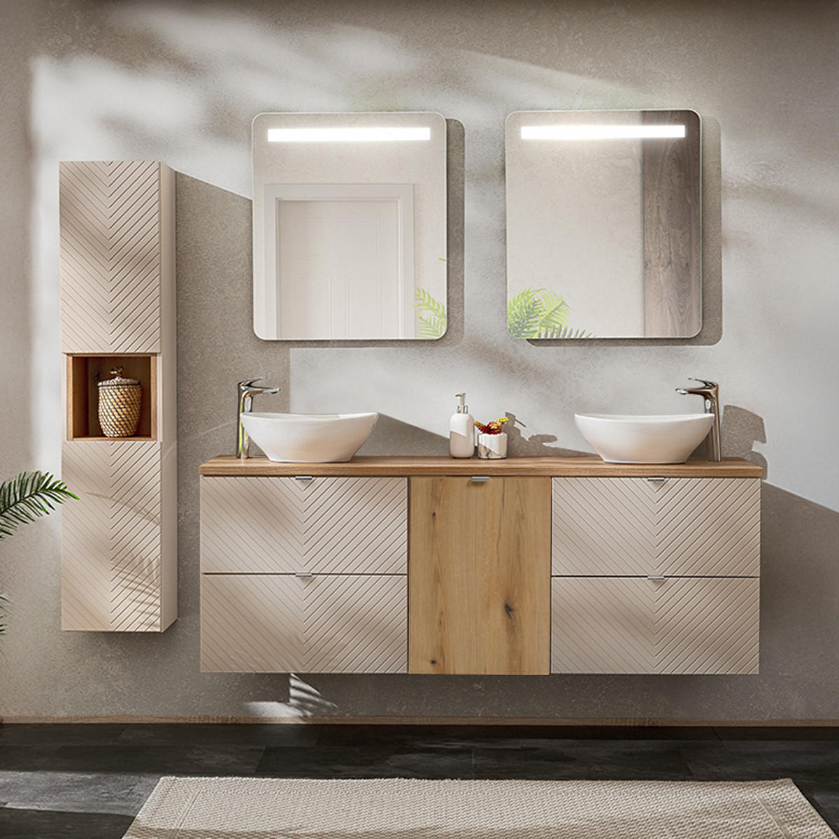 KOUPELNOVÝ NÁBYTEK 160.4cm Manoa 2er-Set Kašmír - béžová, kompozitní dřevo (160.4/59/40cm) - Petits-meubles