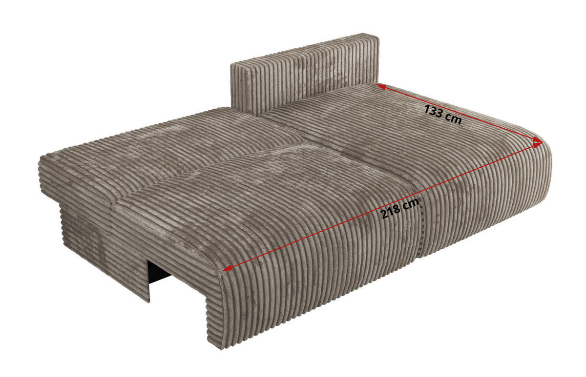ECKSCHLAFSOFA VIVO L Hellbraun Cord - links - Hellbraun/Schwarz, Kunststoff/Textil (223/150cm) - MKS