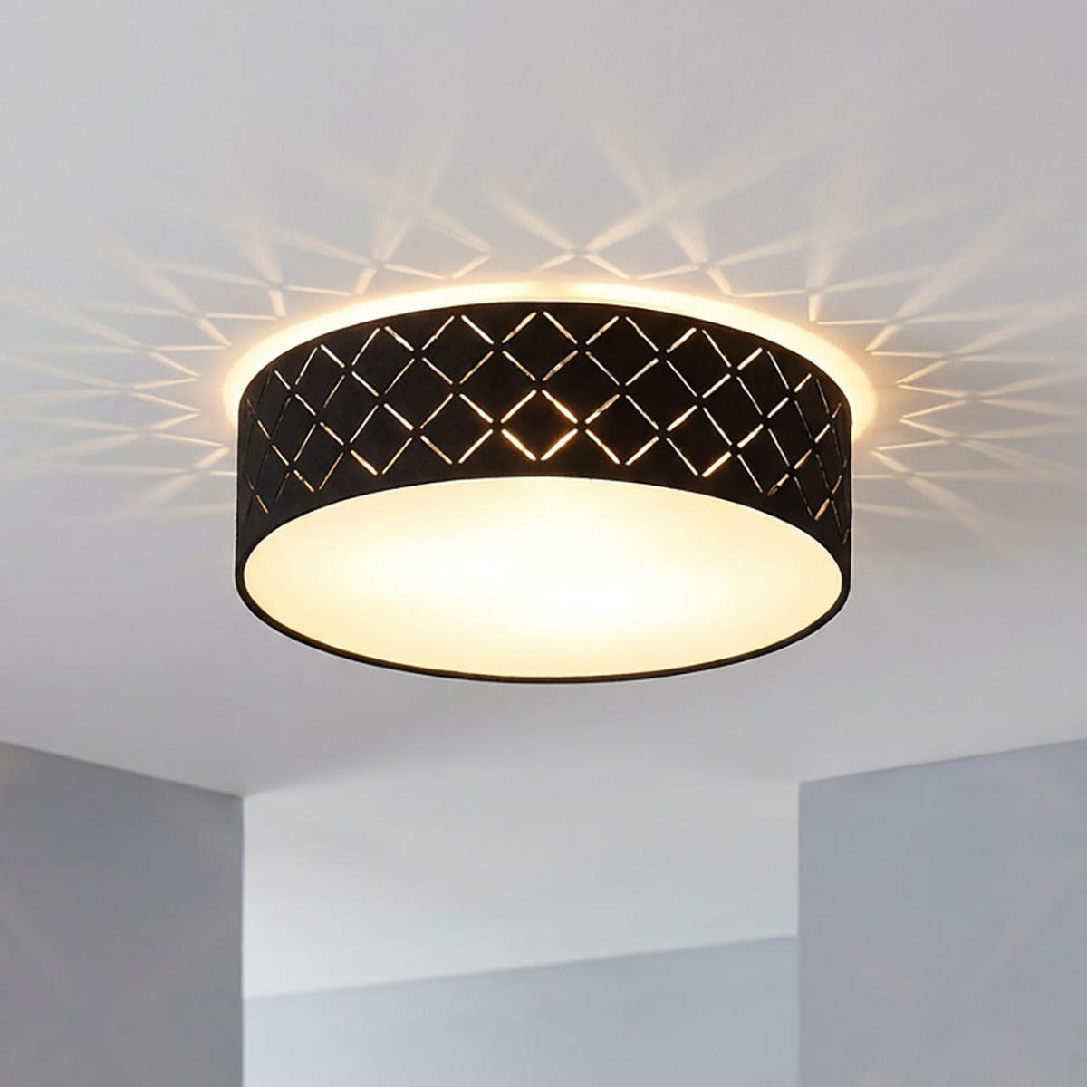 LED DECKENLEUCHTE Metall Schwarz Weiß Gold - Schwarz, Metall (38/38/10cm) - Globo Lighting