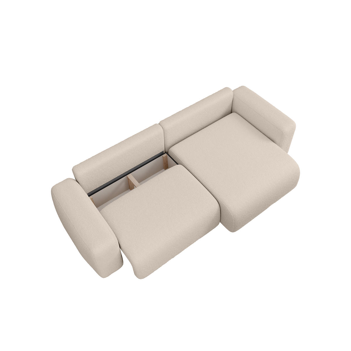 ECKSOFA TALW L MINI mit Schlaffunktion, Beige - Beige, Textil (257/148cm) - Fedve