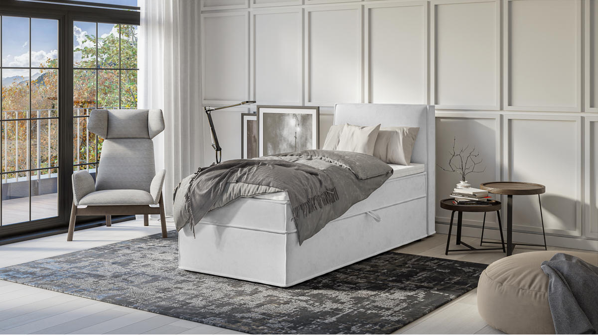 BOXBETT Eclipse 90/200 cm Silber Luxusmicrofaser - Silberfarben/Schwarz, Holz/Kunststoff (90/200cm) - S-Style Möbel