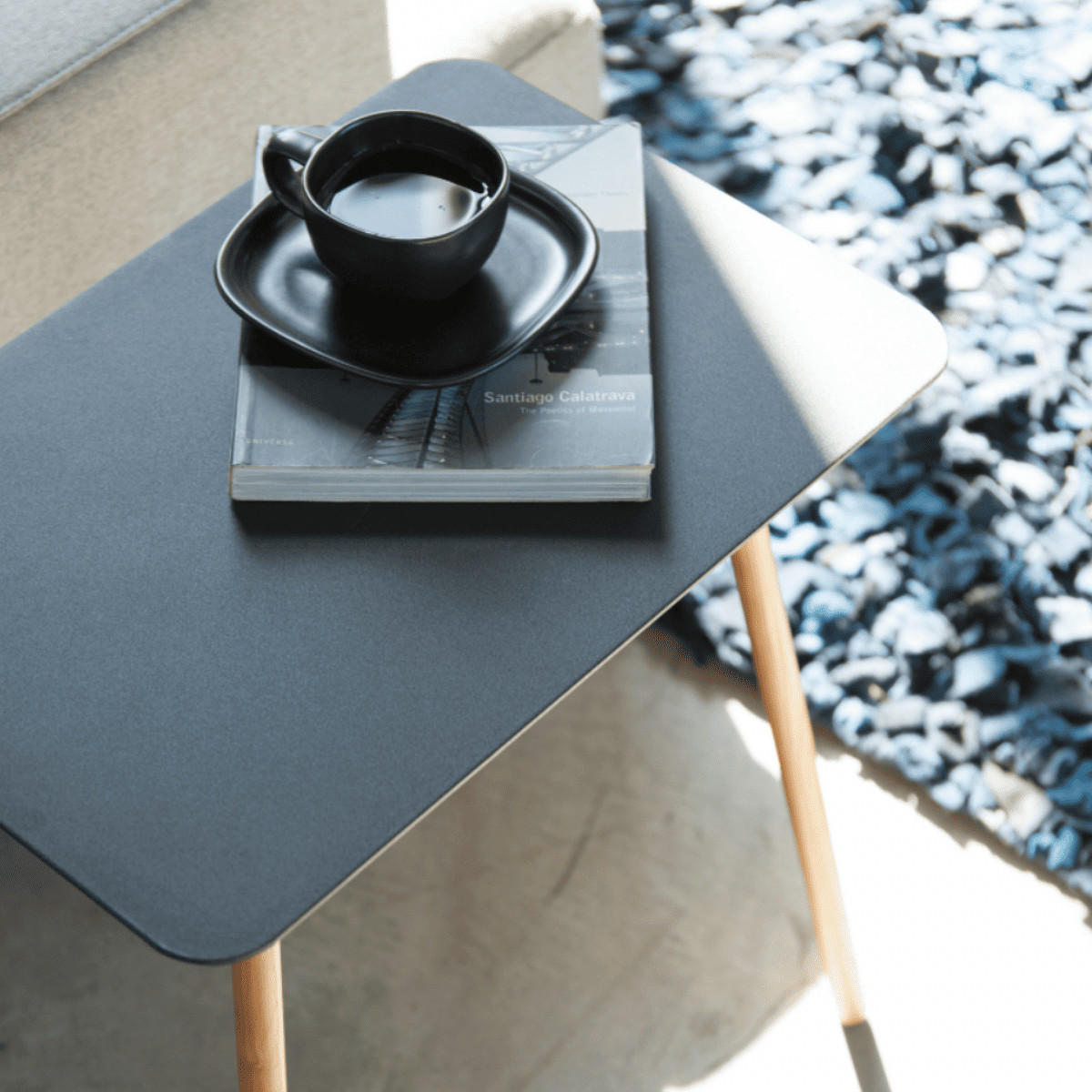 BEISTELLTISCH aus Metall 35/35/35 cm - Schwarz, Holz/Metall (45/30/50cm) - Yamazaki