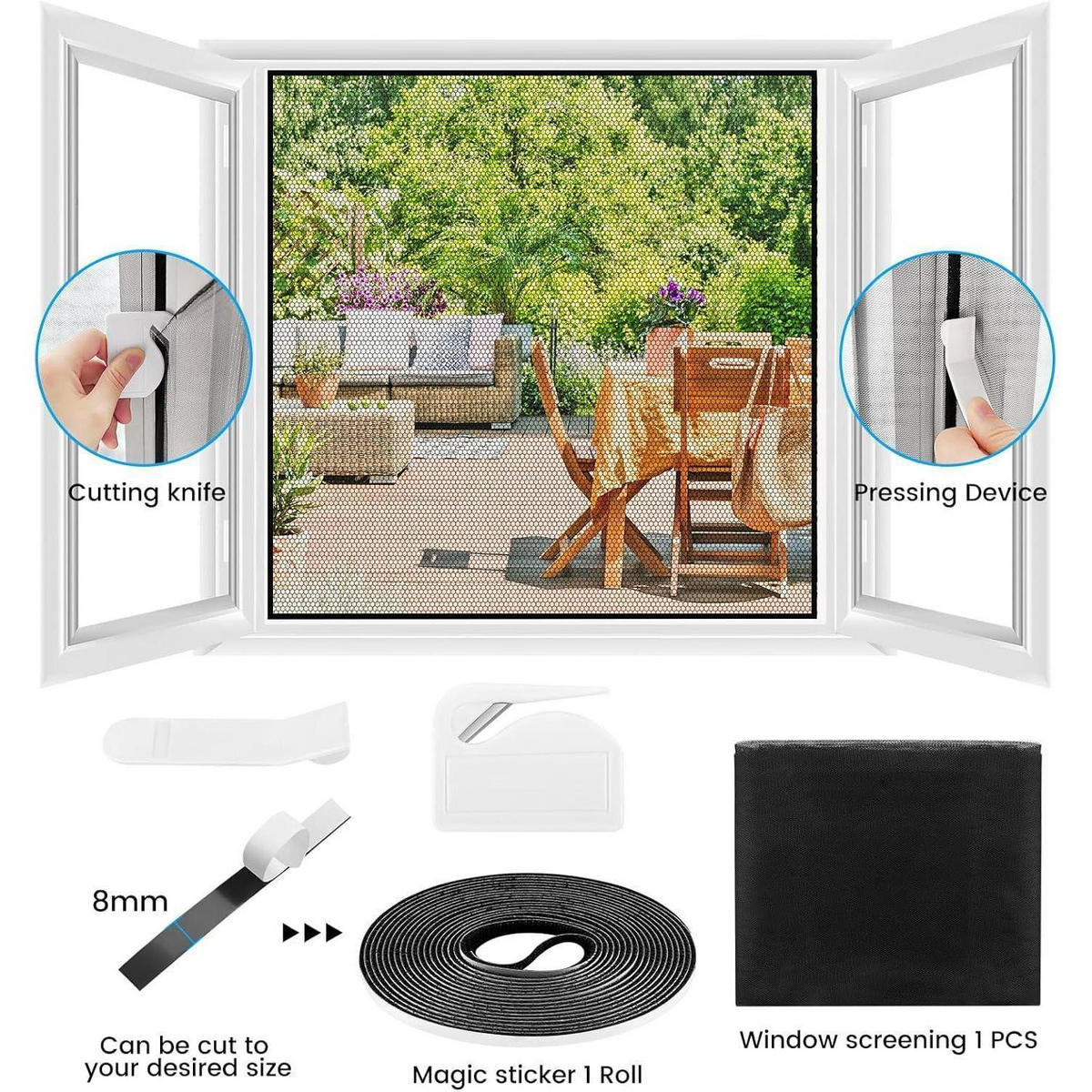 FLIEGENGITTER für Fenster 250 x 150 cm Schwarz - Transparent, Textil (5/15/5.2cm)