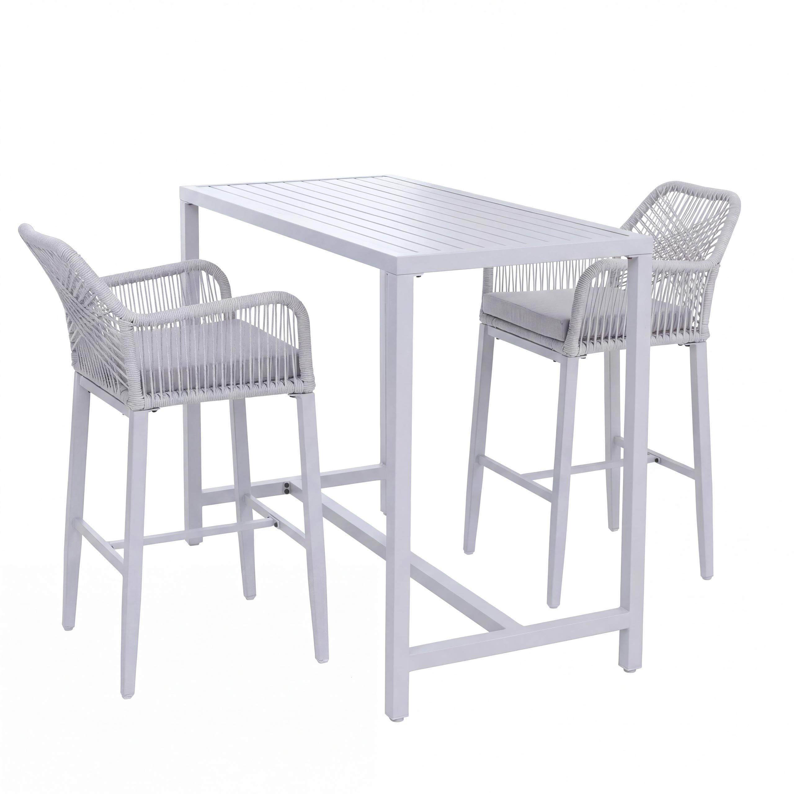 SET BARSKA MIZA + BARSKI STOLI kvadratni sivi 3-delni set - siva, kovina (65/130/105cm) - MCW