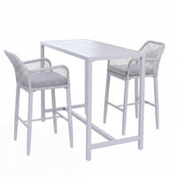 SET BARSKA MIZA + BARSKI STOLI kvadratni sivi 3-delni set - siva, kovina (65/130/105cm) - MCW