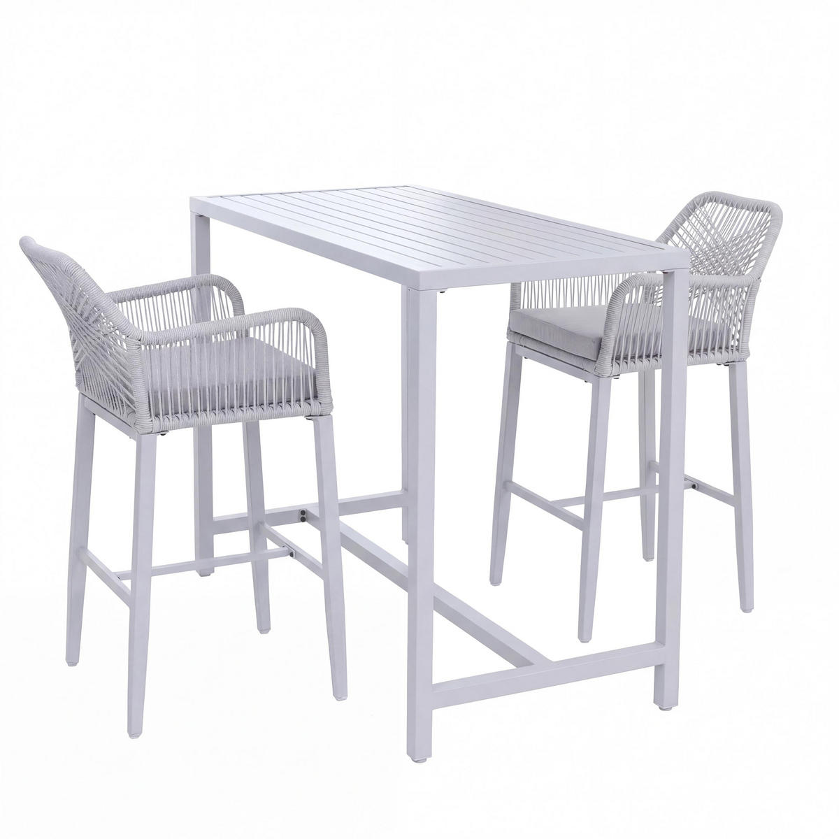 SET BARSKA MIZA + BARSKI STOLI kvadratni sivi 3-delni set - siva, kovina (65/130/105cm) - MCW